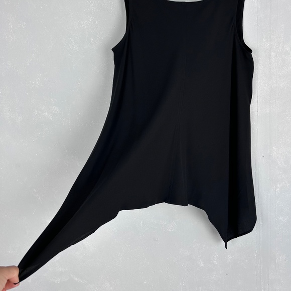 Eileen Fisher size XS sleeveless top Silk black Georgette Crepe drape NEW - Picture 4 of 12